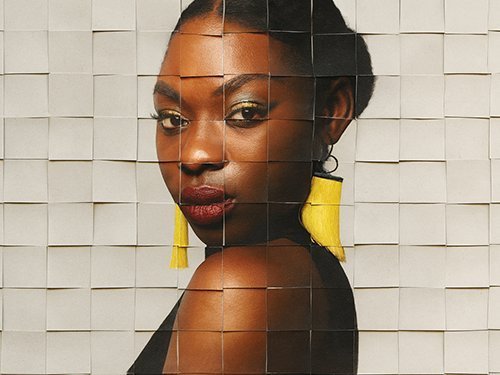 Generate distorted portrait collage