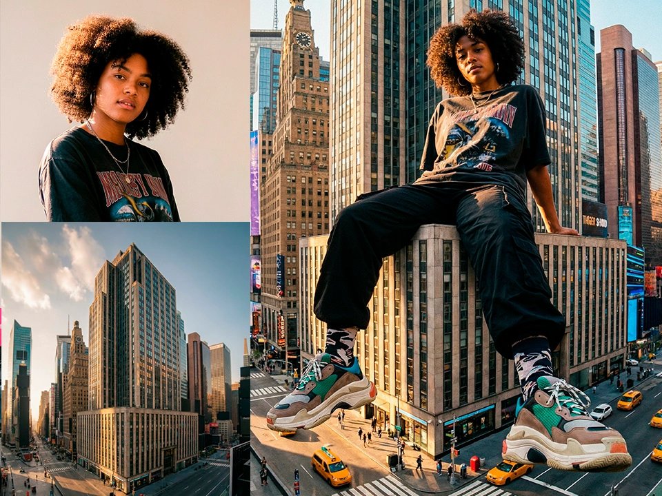 Create scene with giant character