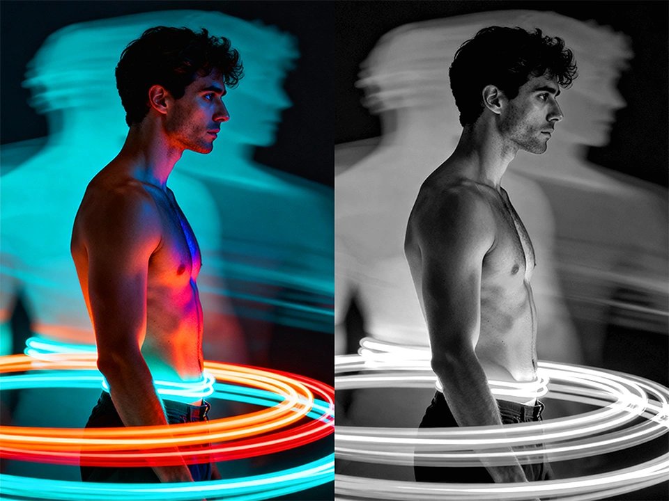 Compose a high-contrast black & white shot