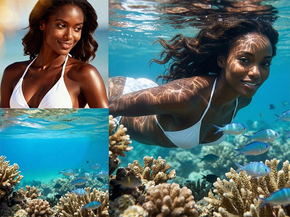 Generate underwater scene photo