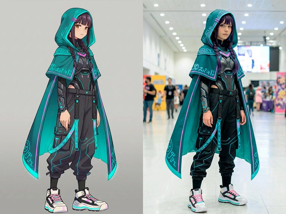 Turn cosplay illustration into real photo