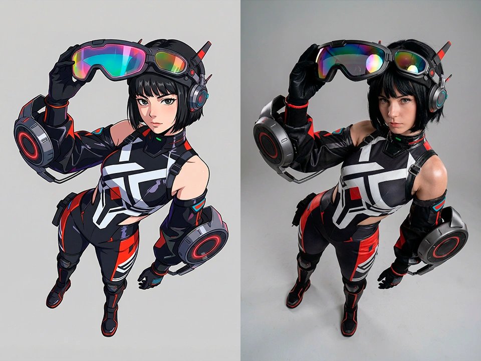 Turn cosplay illustration into real photo