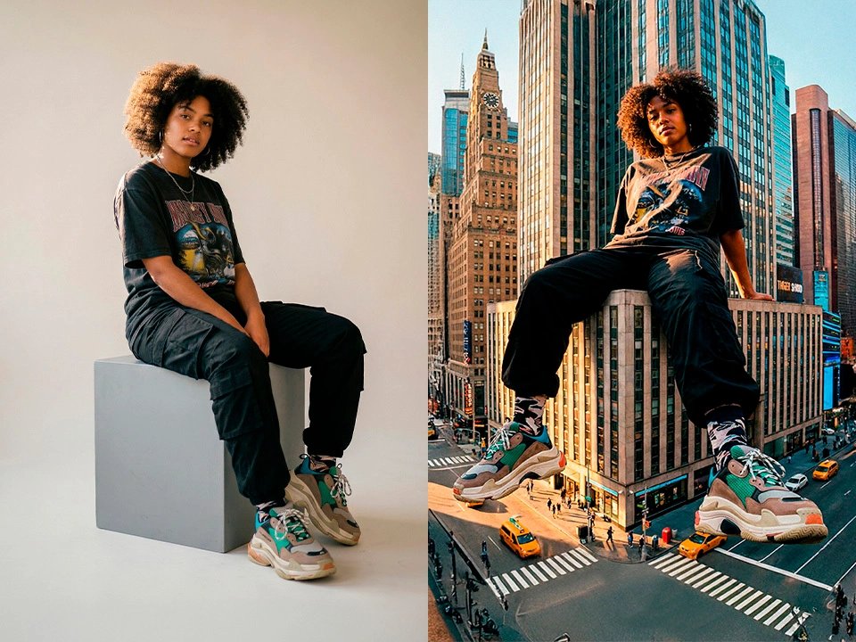 Create scene with giant character