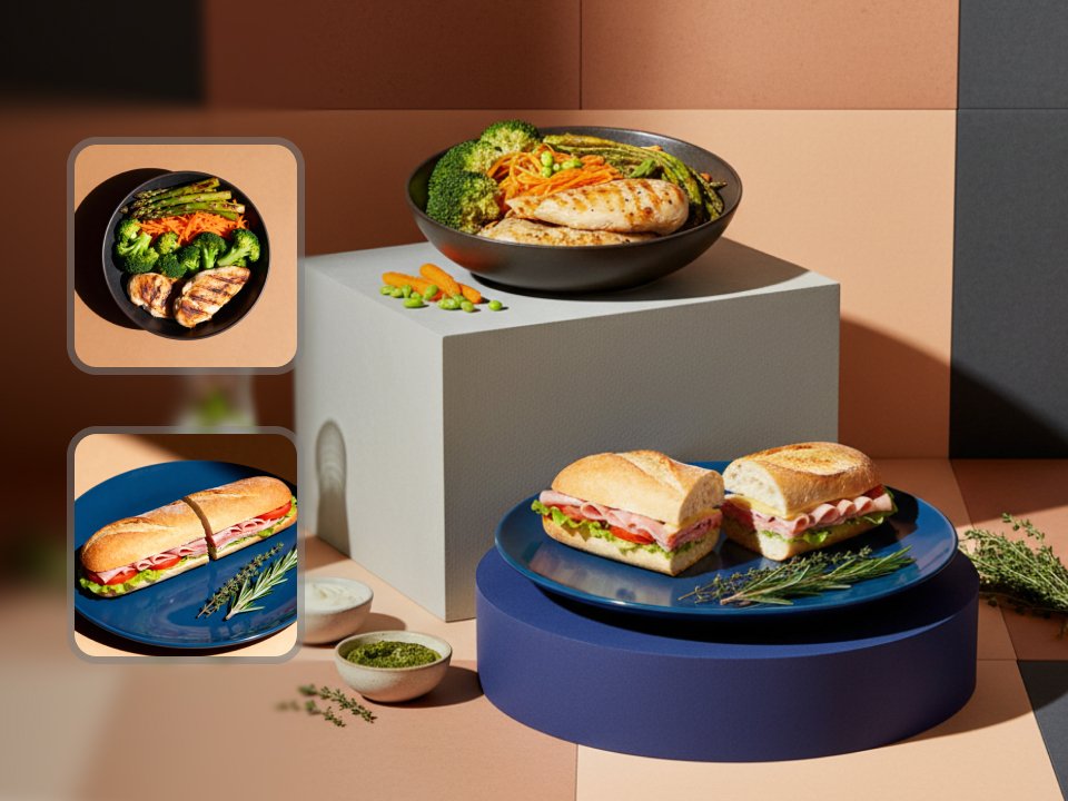 Generate food photo composition