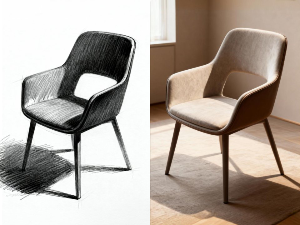 Productafbeeldingen genereren van schets