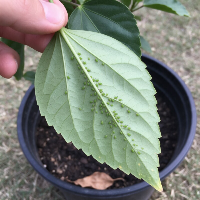 Hoja con pulgón en un jardín
