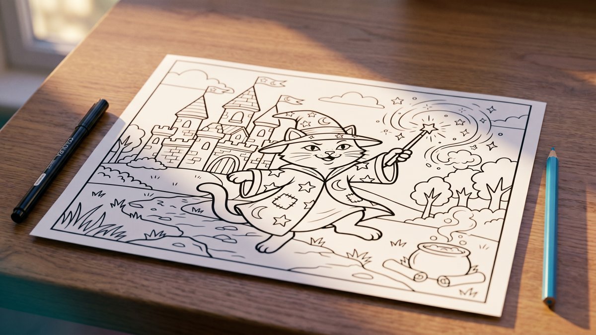 AI coloring pages: describe it, print it, color it